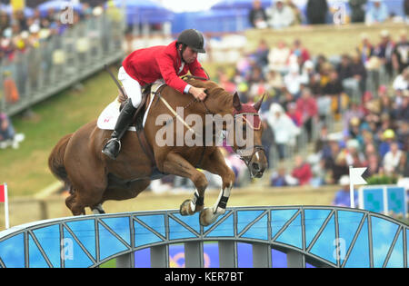 Olympische Spiele, Sydney, September 2000, John Pearce (CAN) Reiten Vagabond Stockfoto