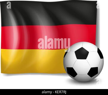 Abbildung: Ein Fußball vor der deutschen Fahne auf weißem Hintergrund Stock Vektor