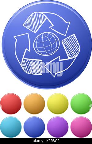 Abbildung verschiedener Farbe Ikonen der Papierkorb Stock Vektor