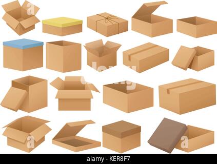 Abbildung: eine Reihe von verschiedenen Kartonagen Stock Vektor