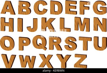 Großbuchstaben Alphabete in Holz- Stock Vektor