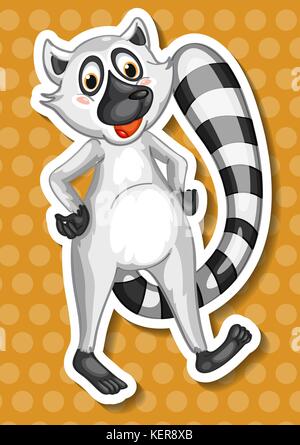 Abbildung: lemur mit polkadot Hintergrund Stock Vektor
