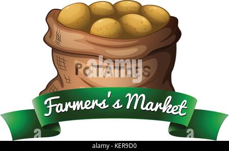Einen Sack Kartoffeln auf weißem Hintergrund Stock Vektor