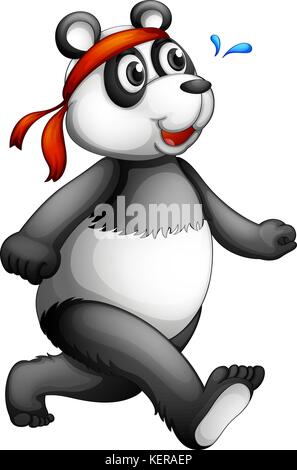 Abbildung eines laufenden Panda auf weißem Hintergrund Stock Vektor