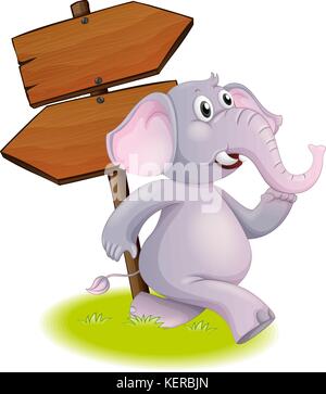 Abbildung: Ein grauer Elefant nach der Richtung auf weißem Hintergrund Stock Vektor