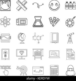 Studie Symbole gesetzt, outline Style Stock Vektor
