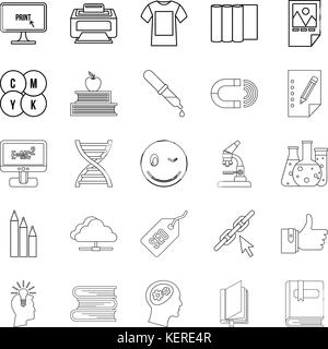 Icons Set erkunden, outline Style Stock Vektor