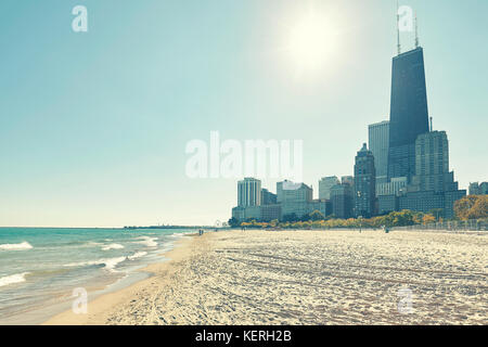 Chicago Waterfront an der Sonne, der querbearbeitung angewandt, USA. Stockfoto