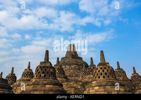 Borobudur, 9. Jahrhundert mahayana-buddhistischen Tempel in Magelang, Zentraljava, Indonesien. Stockfoto