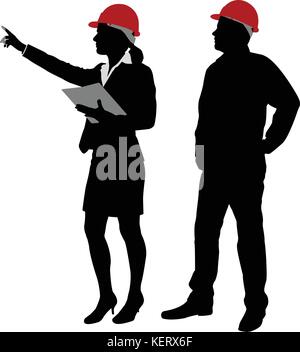 Techniker und Vorarbeiter arbeiten Silhouetten - Vektor Stock Vektor