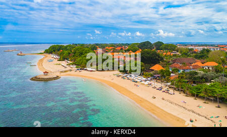 Sanur Beach Luftaufnahme. Bali, Indonesien. Stockfoto