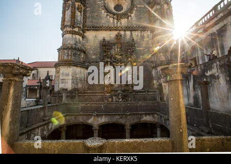 Kapitelsaal Fenster, Kloster von Christus oder Convento de Cristo, Tomar, Provinz Ribatejo, Portugal Stockfoto