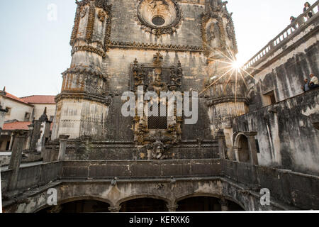 Kapitelsaal Fenster, Kloster von Christus oder Convento de Cristo, Tomar, Provinz Ribatejo, Portugal Stockfoto