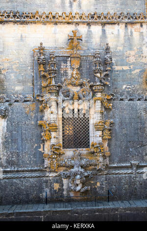 Kapitelsaal Fenster, Kloster von Christus oder Convento de Cristo, Tomar, Provinz Ribatejo, Portugal Stockfoto