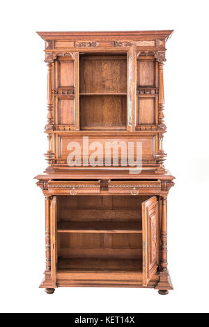 Alte Küche Sideboard vom Ende des 19. Jahrhunderts. isoleted Pfad auf dem weißen Hintergrund. Stockfoto