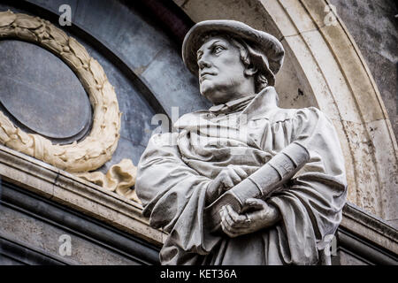 Statue des Reformators Martin Luther vor Marmor Kirche, Kopenhagen, 13. Juli 2016, Stockfoto