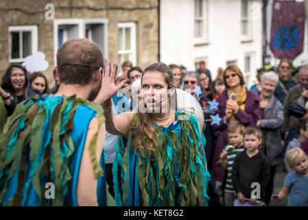 Die Ordinalia - Cornish Mysterienspiele durchgeführt während der penryn Kemeneth zwei Tage Heritage Festival im Penryn Cornwall. Stockfoto