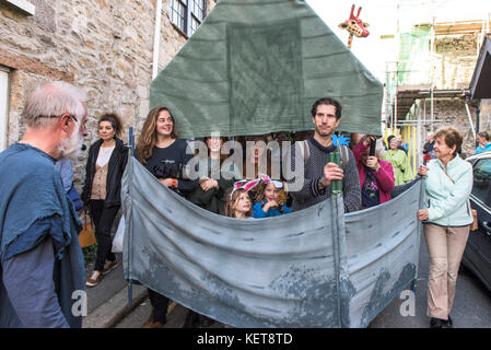 Die Ordinalia - Cornish Mysterienspiele durchgeführt während der penryn Kemeneth zwei Tage Heritage Festival im Penryn Cornwall. Stockfoto