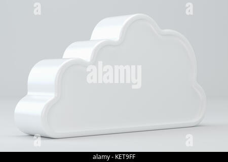 Weiße Wolke Symbol. 3D-Rendering in Studio Hintergrund. Stockfoto