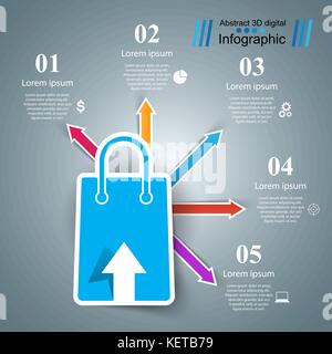Shop, Warenkorb, Verkauf-business Infografik. Stock Vektor