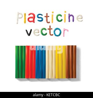 Farbe knetmasse auf einem weißen Hintergrund. 3D-Vektor Illustration. Stock Vektor