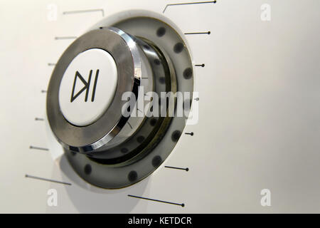 Power Play und Pause Taste Makro Detail. Stockfoto