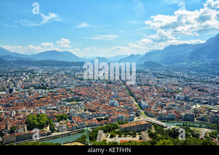 Gebäude Architektur. Blick von oben, vom Fort Bastille in Grenoble, Frankreich Stockfoto