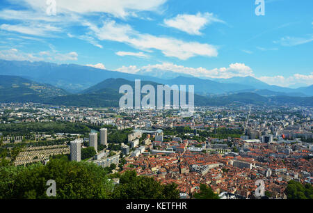 Gebäude Architektur. Blick von oben, vom Fort Bastille in Grenoble, Frankreich Stockfoto