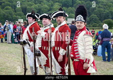 Männer in Uniformen Infanterie im Rahmen einer Re-enactment an einer Geschichte Festival. Stockfoto