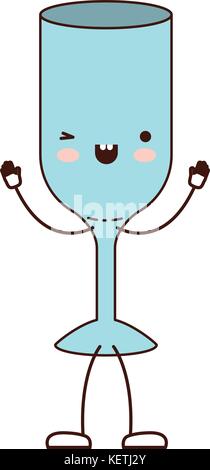 Glas Wein bunte cartoon Silhouette Stock Vektor