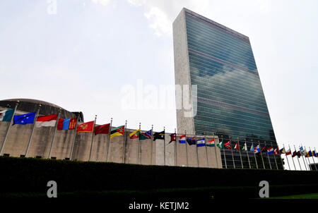 Der Hauptsitz der Vereinten Nationen Gebäude in Manhattan, New York. Stockfoto