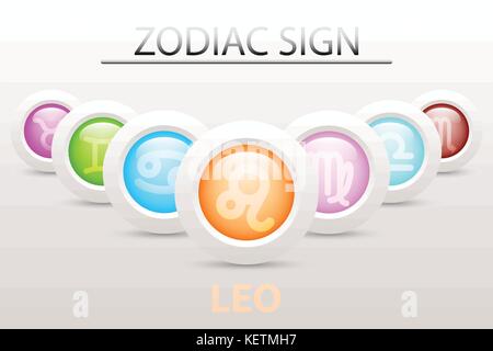 Horoskop Astrologie Sternzeichen Symbol der Waage auf Sequenz mit 3d Einfache weiße Taste, Papier und Schatten fallen in Graphic design Symbol Vektor Stock Vektor