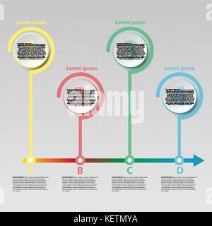 Coloful Papier Kreis mit Zeit Linie Pfeil für die Präsentation der Website cover Poster vektor design Infografik Abbildung: Konzept Stock Vektor