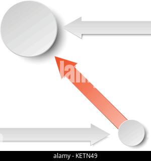 3D rotes Papier Pfeile auf grauem Hintergrund mit Kreis für kreative Business-Grafik-Design-Konzept Stock Vektor