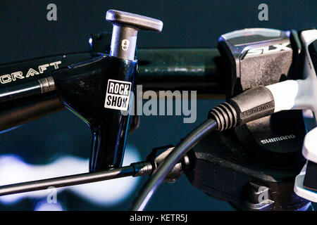 BERLIN, DEUTSCHLAND - Juni 06, 2016: Details der Mountainbike MTB Shimano Unternehmen Stockfoto