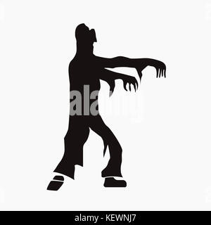 Abbildung: spooky Zombie auf weißem Hintergrund, halloween Konzept Stockfoto