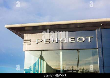 Peugeot, Auto, Autohaus, Logo, Auto, Automobil, Händler, Stockfoto