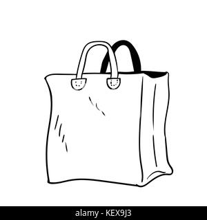 Abbildung: Tasche, Hand gezeichnet Cartoon Stil, Einkaufstaschen Design - Vector Illustration Stock Vektor