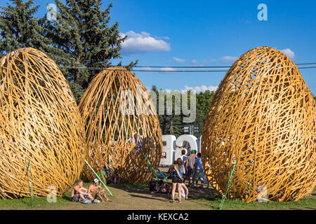 Budapest, Ungarn - 17. August 2014: unbekannter Menschen auf dem Sziget Festival in Budapest Sziget Festival ist eines der größten Musik und kulturelle Stockfoto