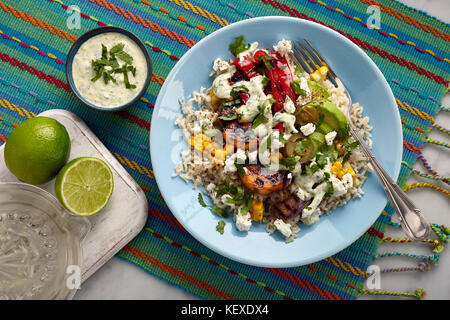 Honig chipotle Vegetarische fajita Schüssel Stockfoto