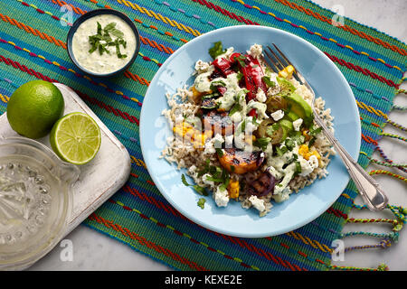 Honig chipotle Vegetarische fajita Schüssel Stockfoto