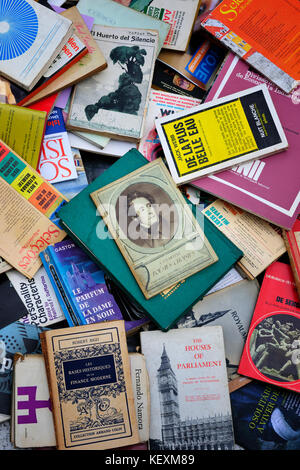 Alte Bücher in der Straße Markt. Feira da ladra, Lisboa. Portugal Stockfoto