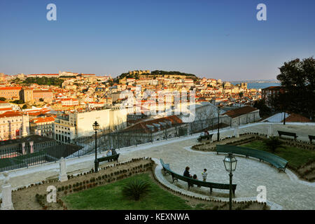 São Pedro de Alcântara belvedere und Garten, Lissabon. Portugal Stockfoto