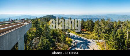 USA, North Carolina, Great Smoky Mountains National Park, Clingmans Dome, Grenze zwischen North Carolina und Tennessee. Stockfoto