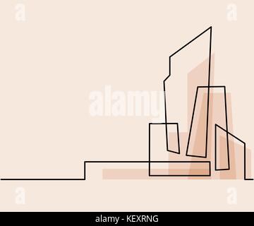 Gebäude Stadtbild line Art Silhouette. Stock Vektor