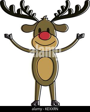 Rentier Rudolph Weihnachten zugehörige Symbol Bild Stock Vektor