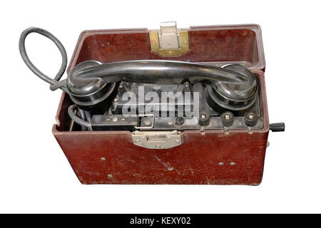 Sowjetische tragbares Telefon Satz lokaler Battery System (Tai-43). Modell 1943. udssr/Russland Stockfoto