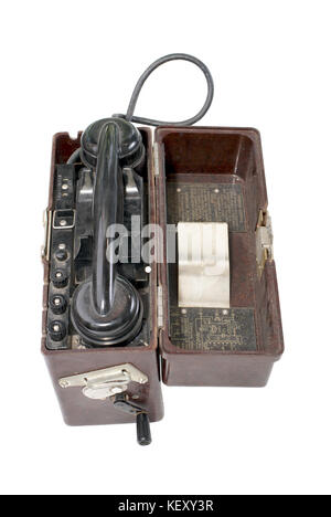 Sowjetische tragbares Telefon Satz lokaler Battery System (Tai-43). Modell 1943. udssr/Russland Stockfoto