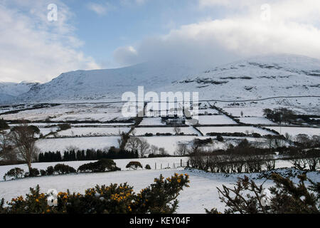 Schnee auf die Berge von Mourne County Down Northern Ieland. Stockfoto