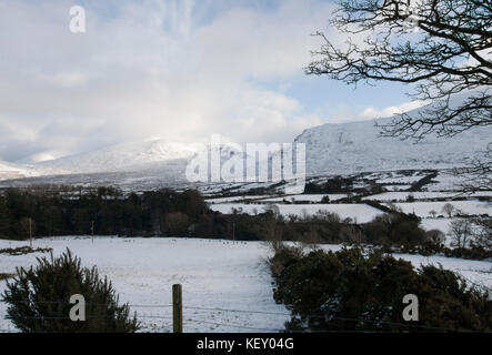 Schnee auf die Berge von Mourne County Down Northern Ieland. Stockfoto